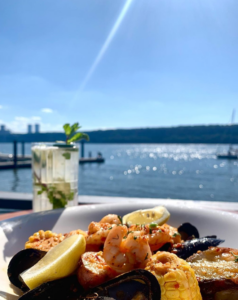 plate of delicious food at The Hudson overlooking the river