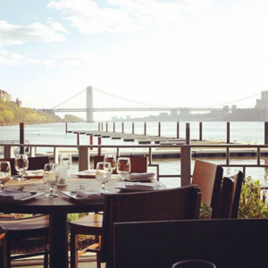 An outdoor table at an event hosted and catered by The Hudson